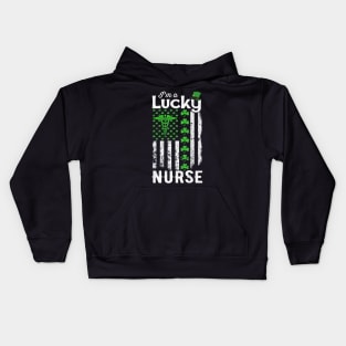 One Lucky Nurse T Shirt American Flag St Patricks Day Gifts Kids Hoodie